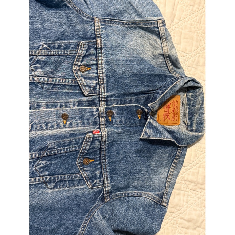 Levi's Denim Trucker Jacket Mens 44 Blue Vintage 90s 71506-0216 Made in USA - Picture 6 of 11